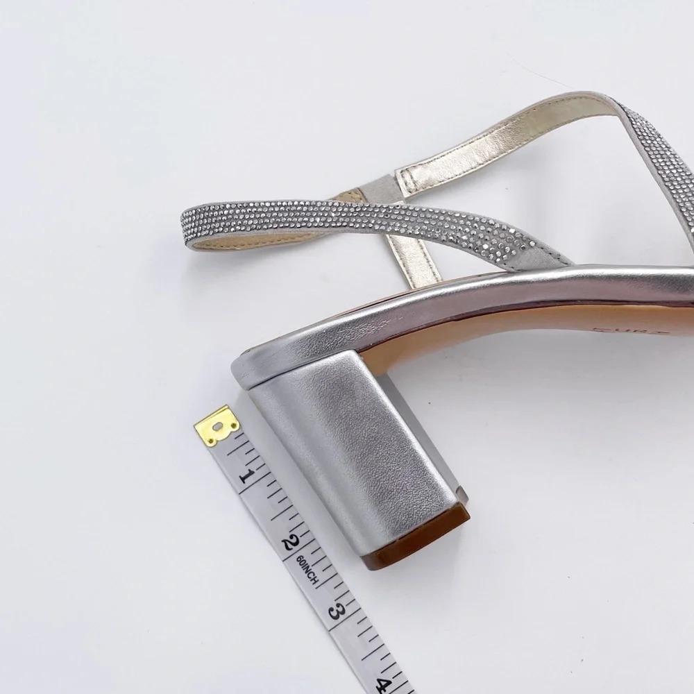 Naturalizer Silver Crystal-Strap Slingback Block Heels